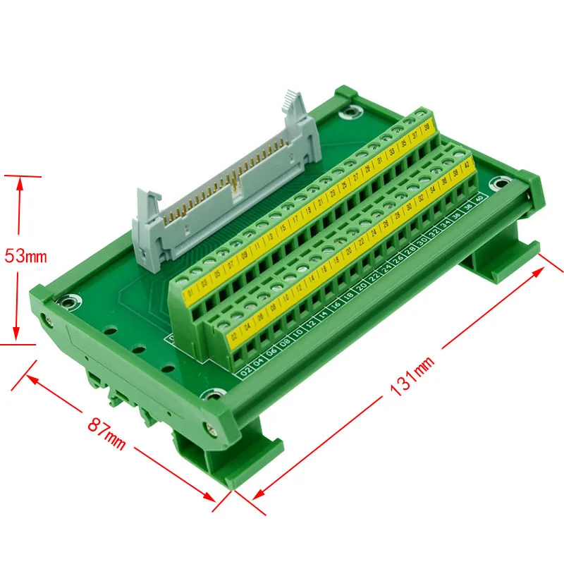 IDC-40P 40-Pin 35mm DIN Rail Mount Interface Module PLC Breakout Board AWG 22-16 